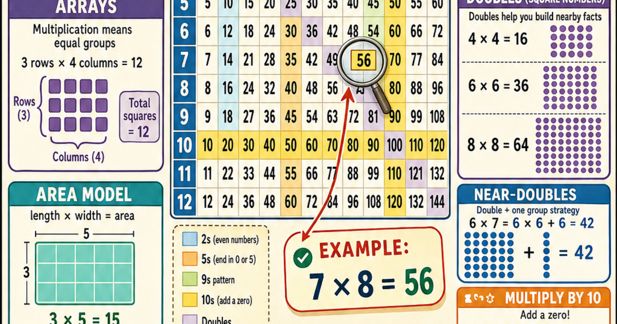 Math Multiplication Table Model Math: Multiplication Tables and Strategies Infographic | LivePhysics™