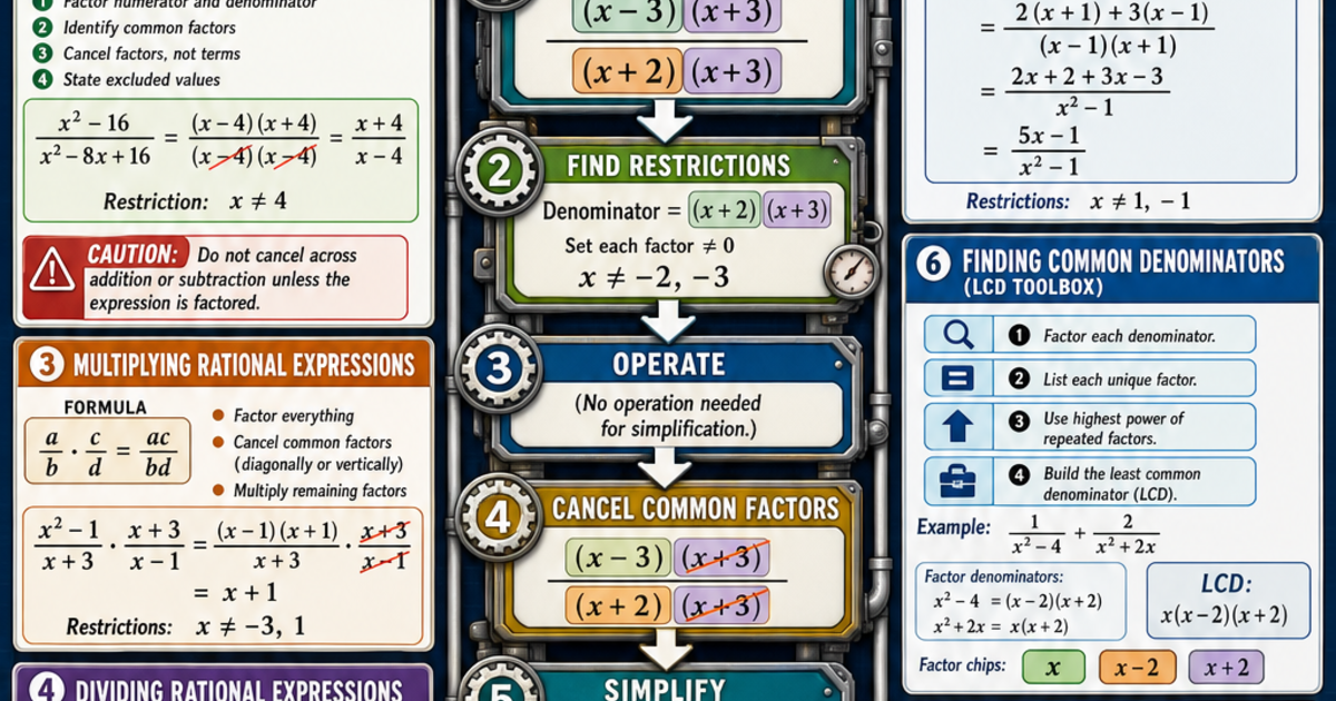 Infographics About Rationa Functions Math: Operations with Rational Expressions Infographic | LivePhysics™