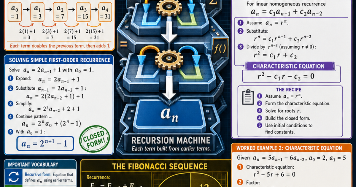 Rerun In Math Math: Recurrence Relations Infographic | LivePhysics™