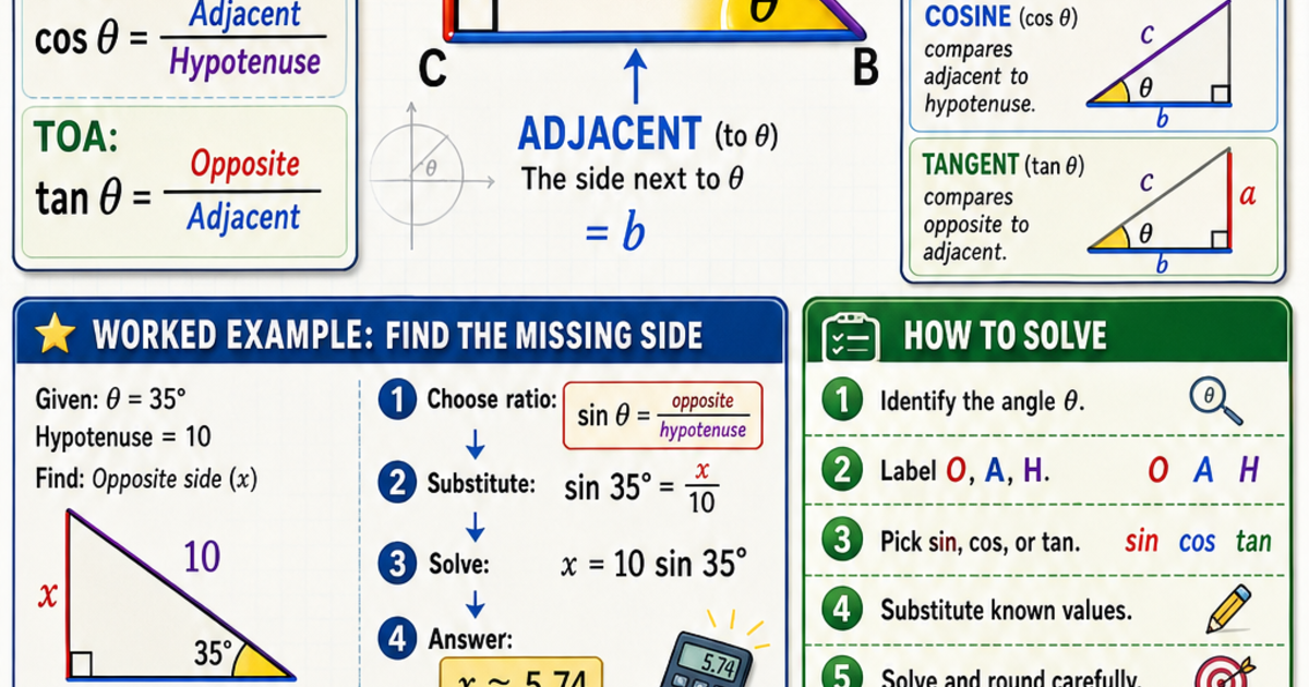 Sohcatoh Math Math: Right Triangle Trigonometry (SOHCAHTOA) Infographic | LivePhysics™