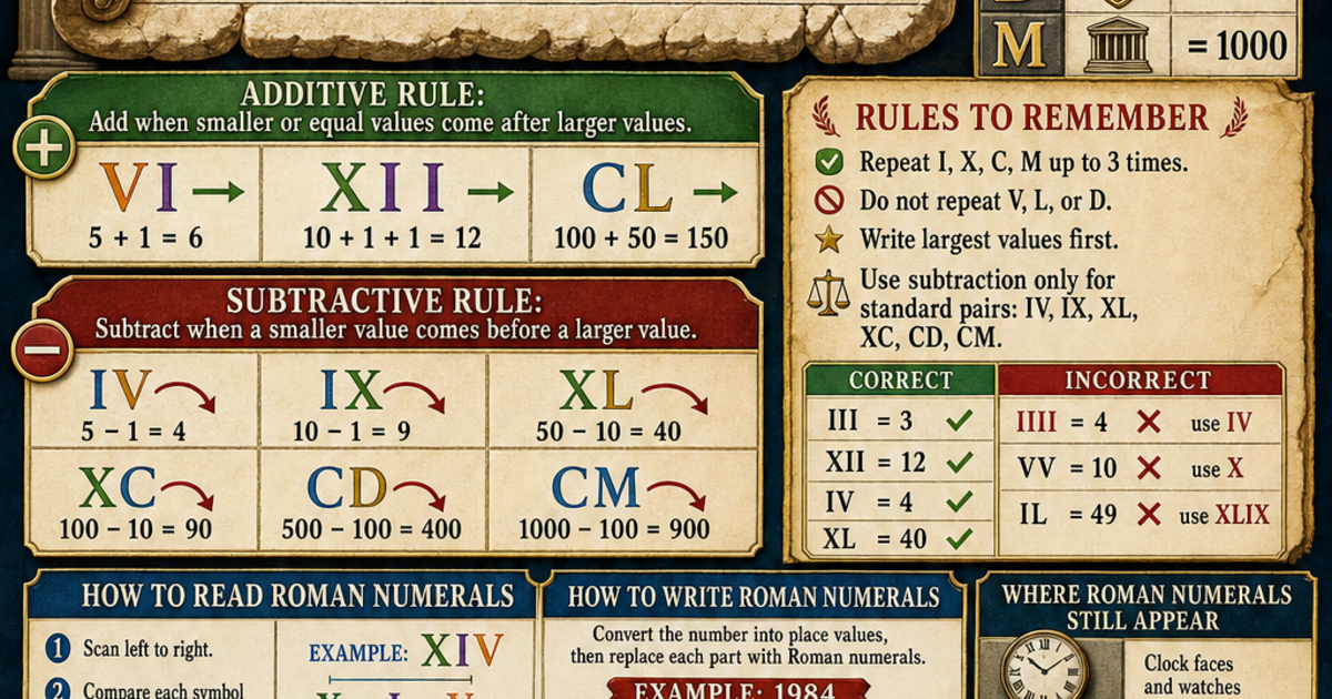 Math: Roman Numerals Infographic | LivePhysics™