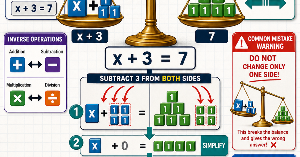 Solving One Step Linear Equations Infographic | LivePhysics™