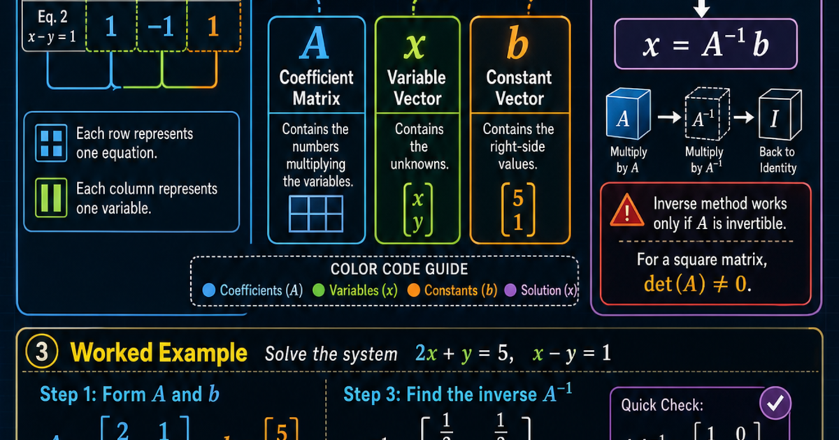 New Math System Math: Systems as Matrix Equations Infographic | LivePhysics™