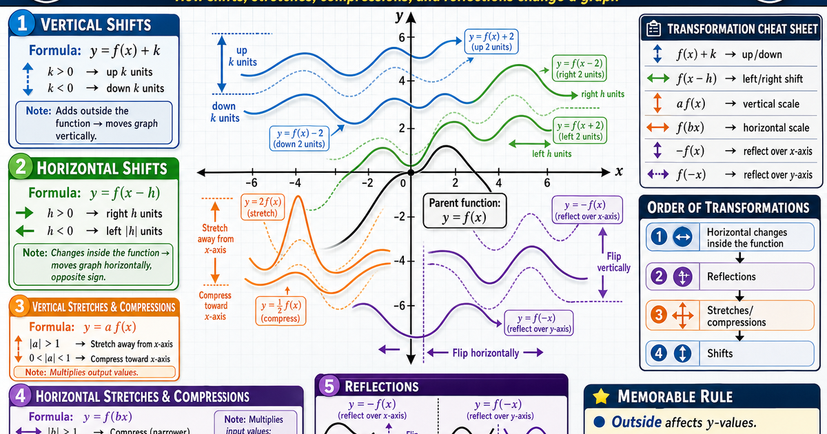 Math: Transformations of Functions Infographic | LivePhysics™