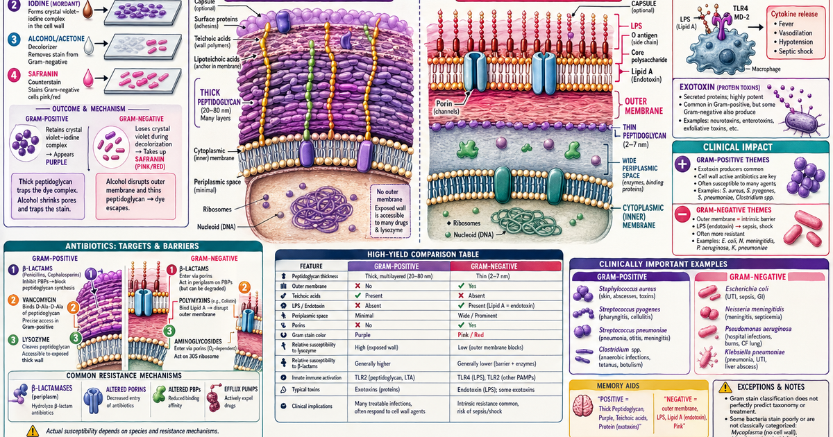 Gram Positive vs Gram Negative Bacteria Infographic | LivePhysics™