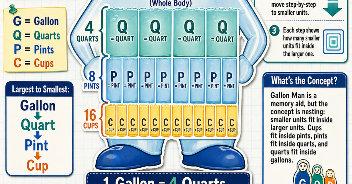 Cap City Math Math: US capacity units largest to smallest (Gallon Man) Infographic ...
