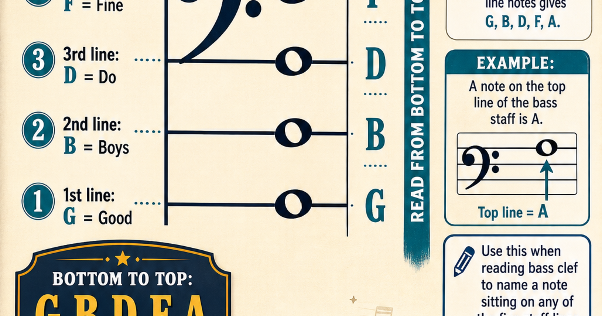 Music & Sound: Bass clef line notes from bottom to top Infographic ...