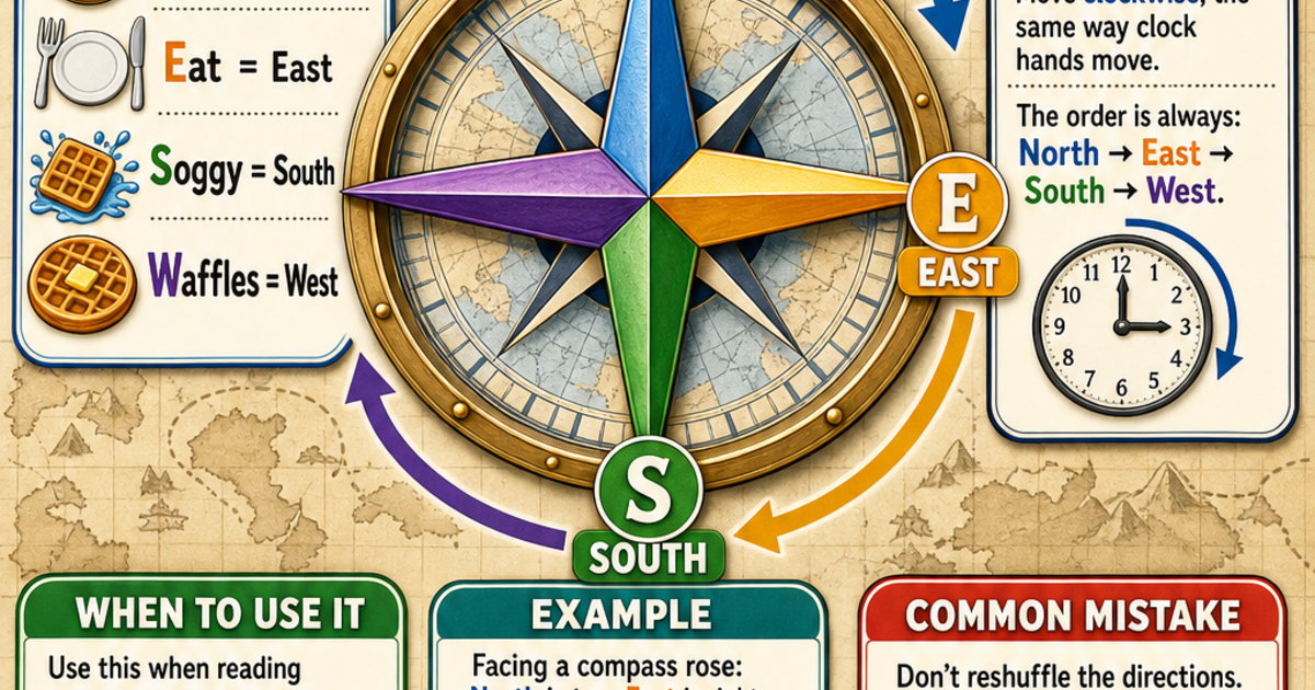 Social Studies: Compass directions in clockwise order Infographic ...