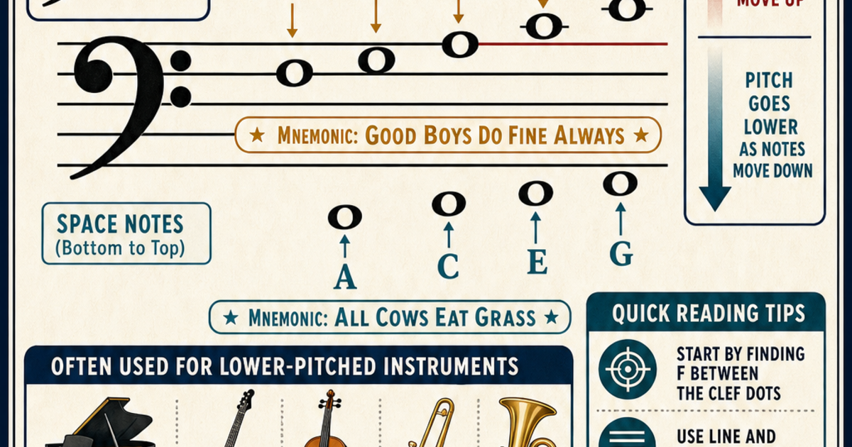 Bass Clef Notes Infographic | LivePhysics™