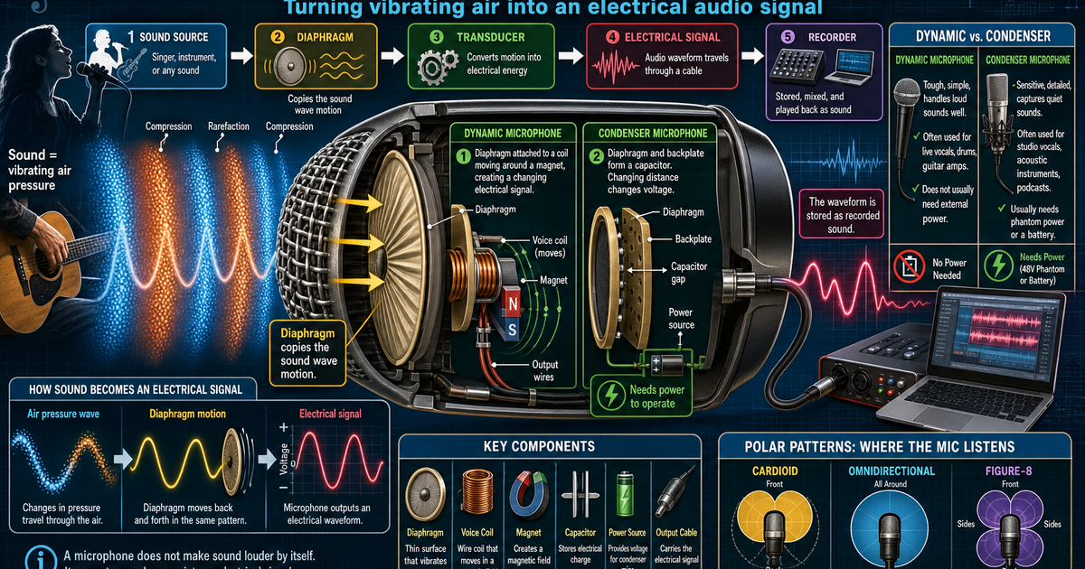 How Microphones Record Music Infographic | LivePhysics™