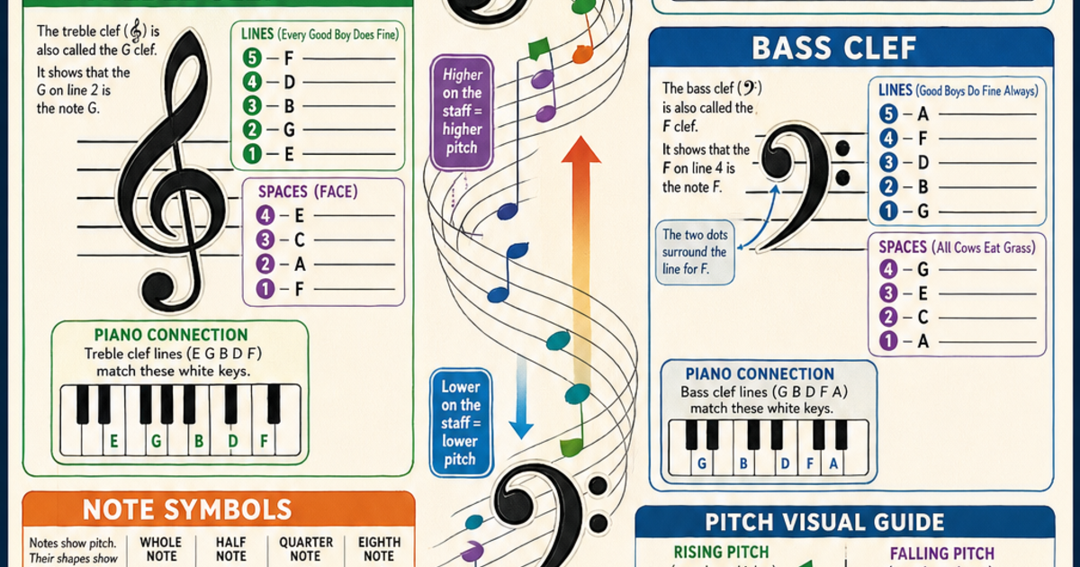 Beat Note In Clef Notes, Staff, and Clefs Infographic | LivePhysicsβ’