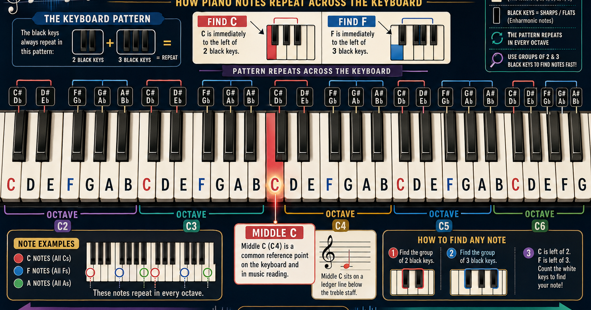Keybroad Notes Piano Keyboard Notes Infographic | LivePhysics™