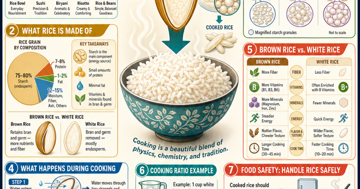 Main Nutrients In Rice Nutrition & Food Science: The Science of Rice Infographic | LivePhysics™