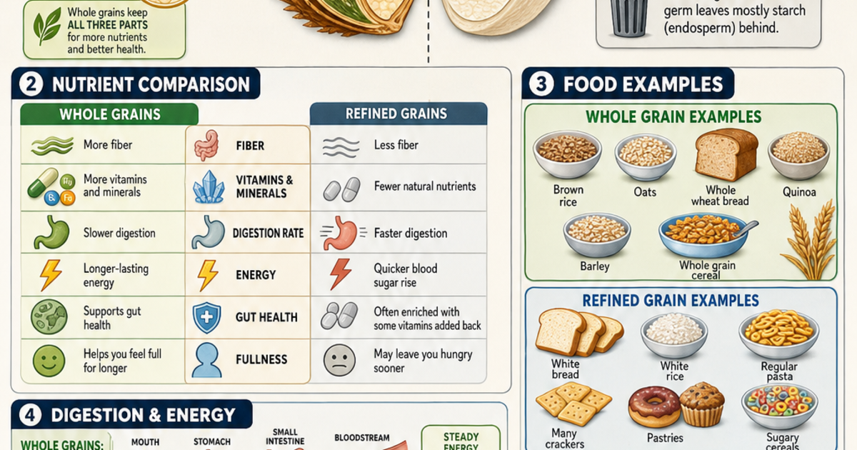 Nutrition & Food Science: Whole Grains vs Refined Grains Infographic ...