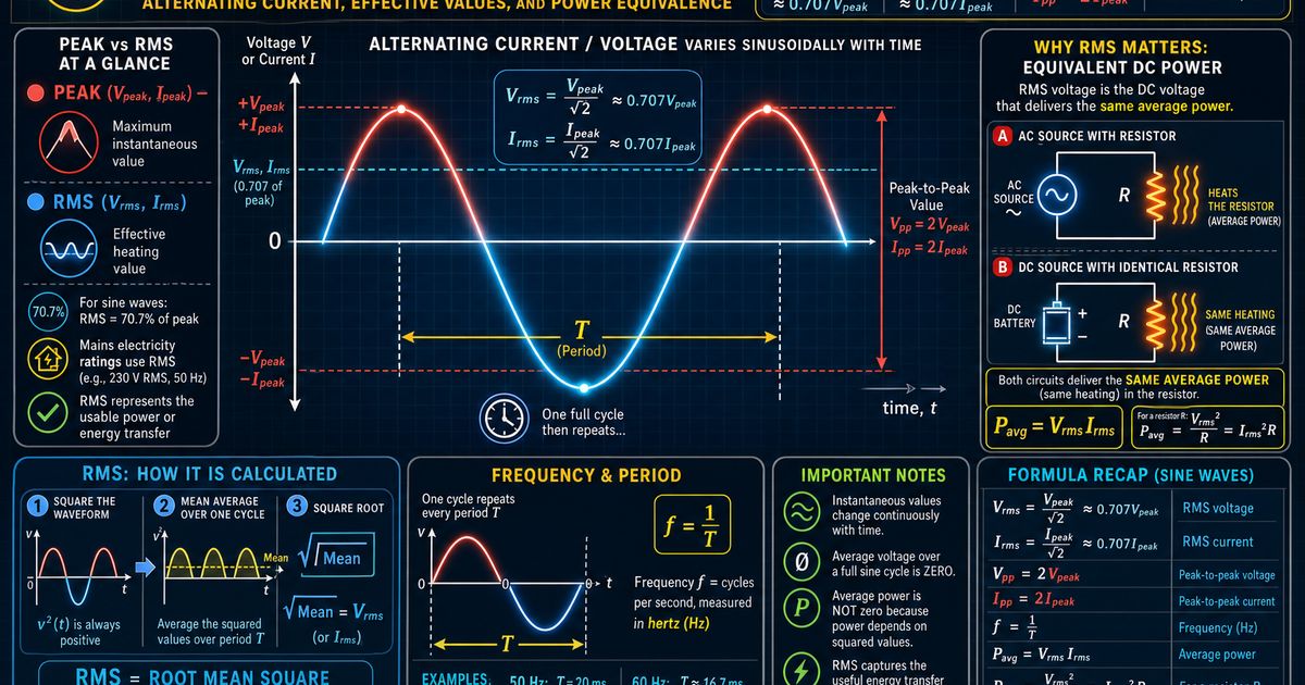 Ac Power Rms Physics: AC Circuits and RMS Values Infographic | LivePhysics™