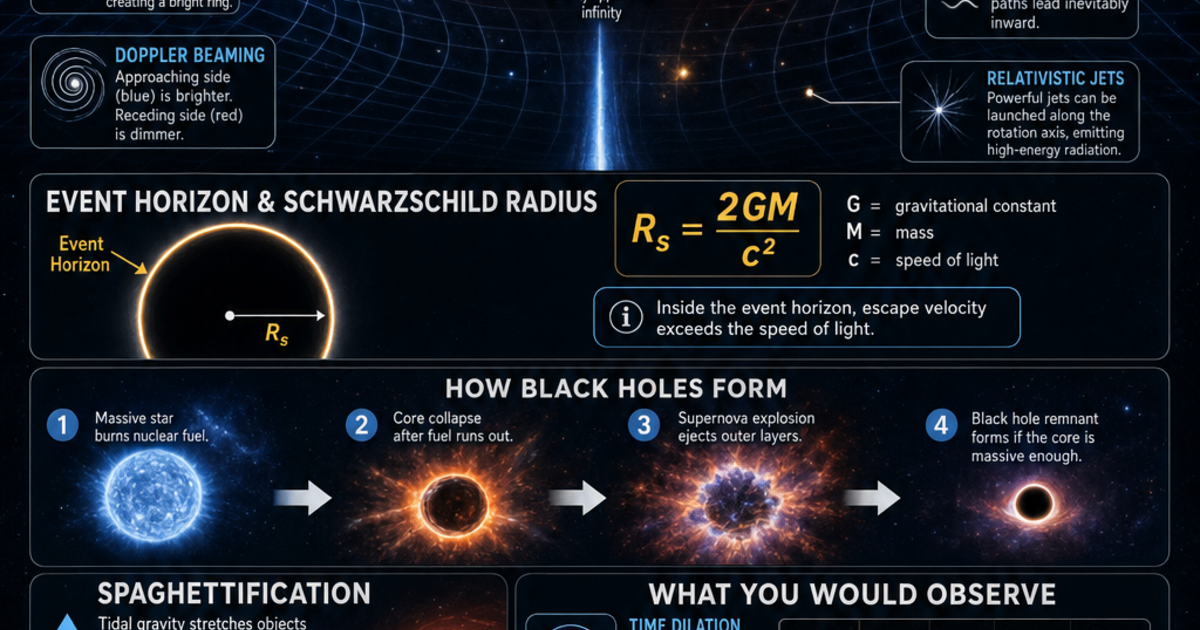 Physics: Black Holes and Event Horizons Infographic | LivePhysics™