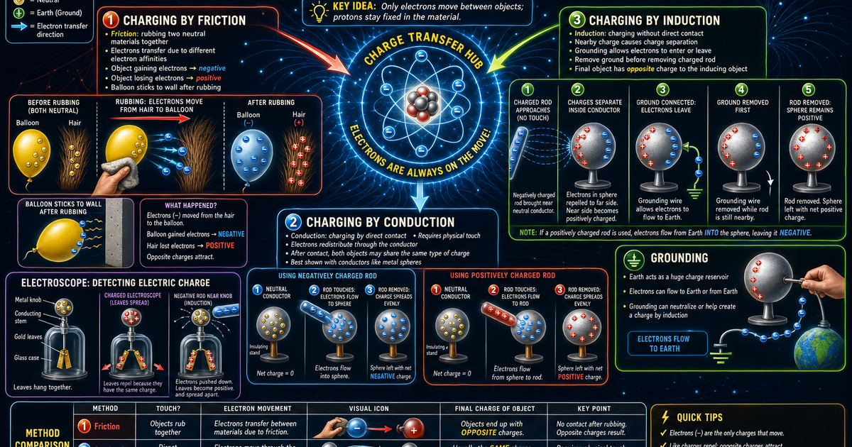 Physics: Charging by Friction, Conduction, and Induction Infographic ...