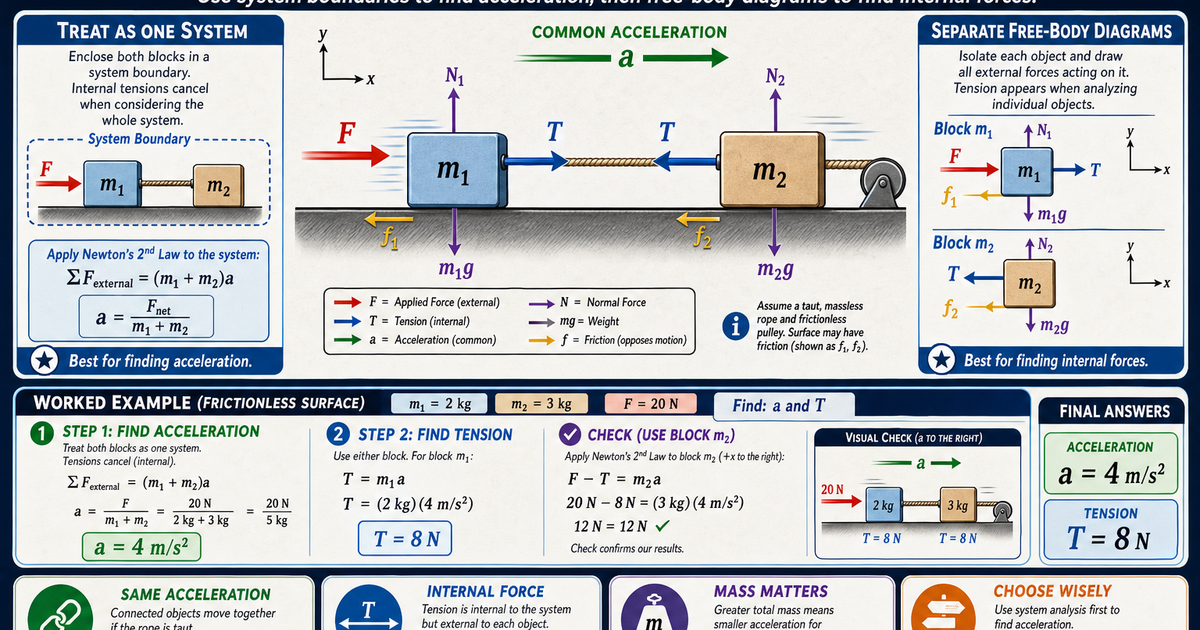 Physics: Connected Objects and Systems Infographic | LivePhysics™