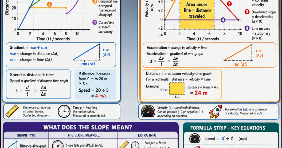 Distance-Time & Velocity-Time Graphs Infographic | LivePhysics™