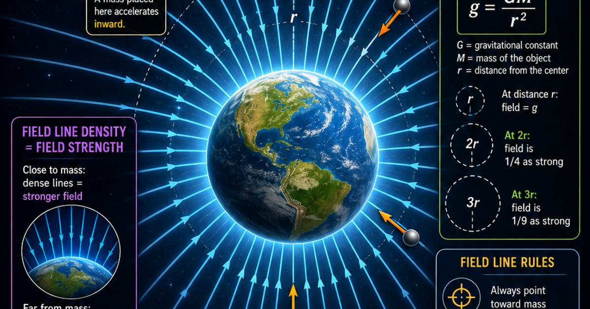 Physics: Gravitational Field Lines Infographic | LivePhysics™