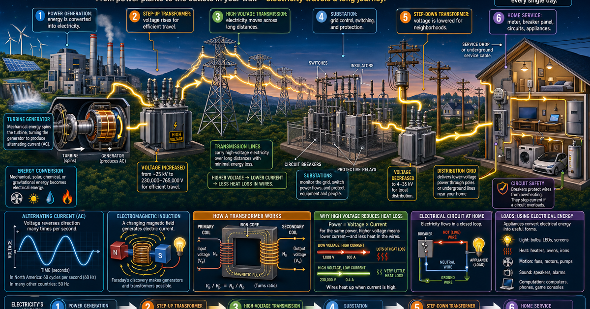 How Electricity Reaches Your Home Infographic | LivePhysics™