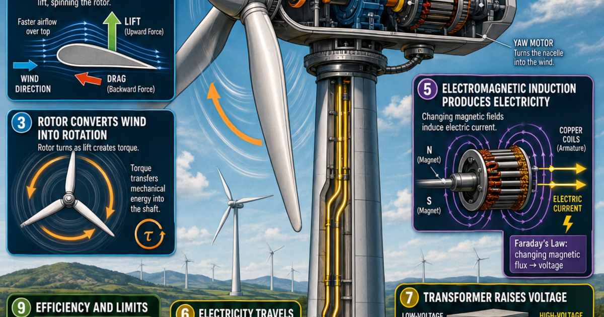 Electromagnetic induction in a wind-turbine generator