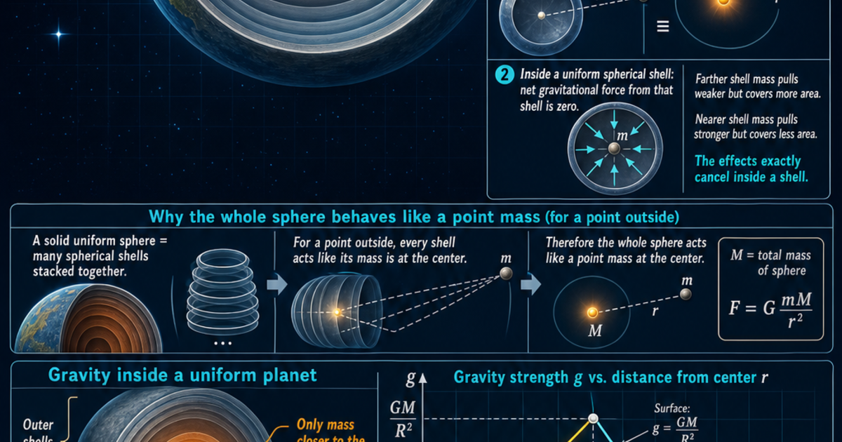 Physics: Newton's Shell Theorem Infographic | LivePhysics™