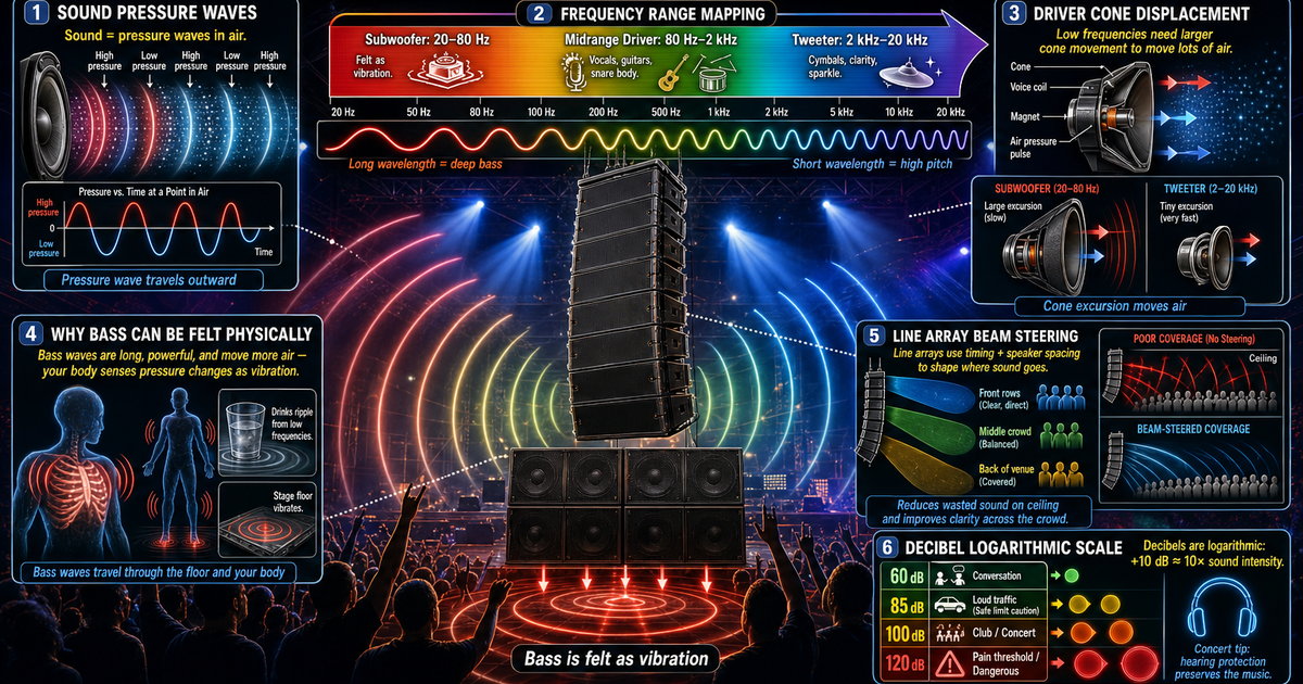 The Acoustics of Concert Speakers and Subwoofers Infographic | LivePhysics™