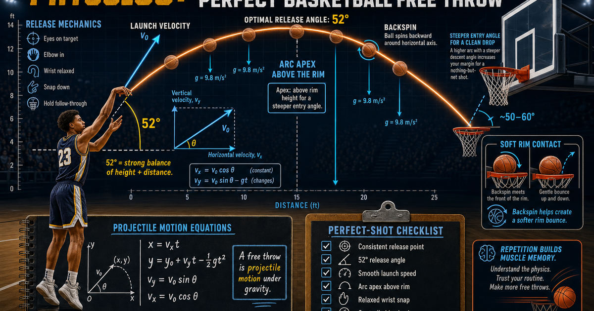 The Physics of a Perfect Basketball Free Throw Infographic | LivePhysics™