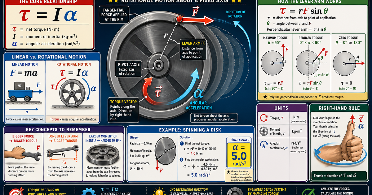 Physics: Torque and Angular Acceleration Infographic | LivePhysics™