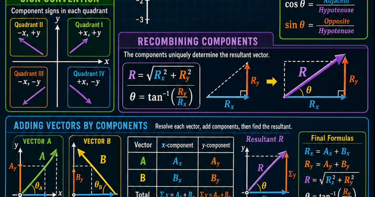 Physics: Vector Components and Resolution Infographic | LivePhysics™