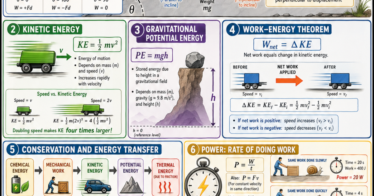 Work, Energy, and Power Infographic | LivePhysics™