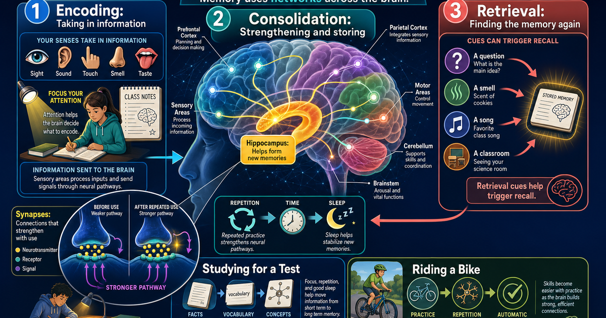 How Memory Forms in the Brain Infographic | LivePhysics™