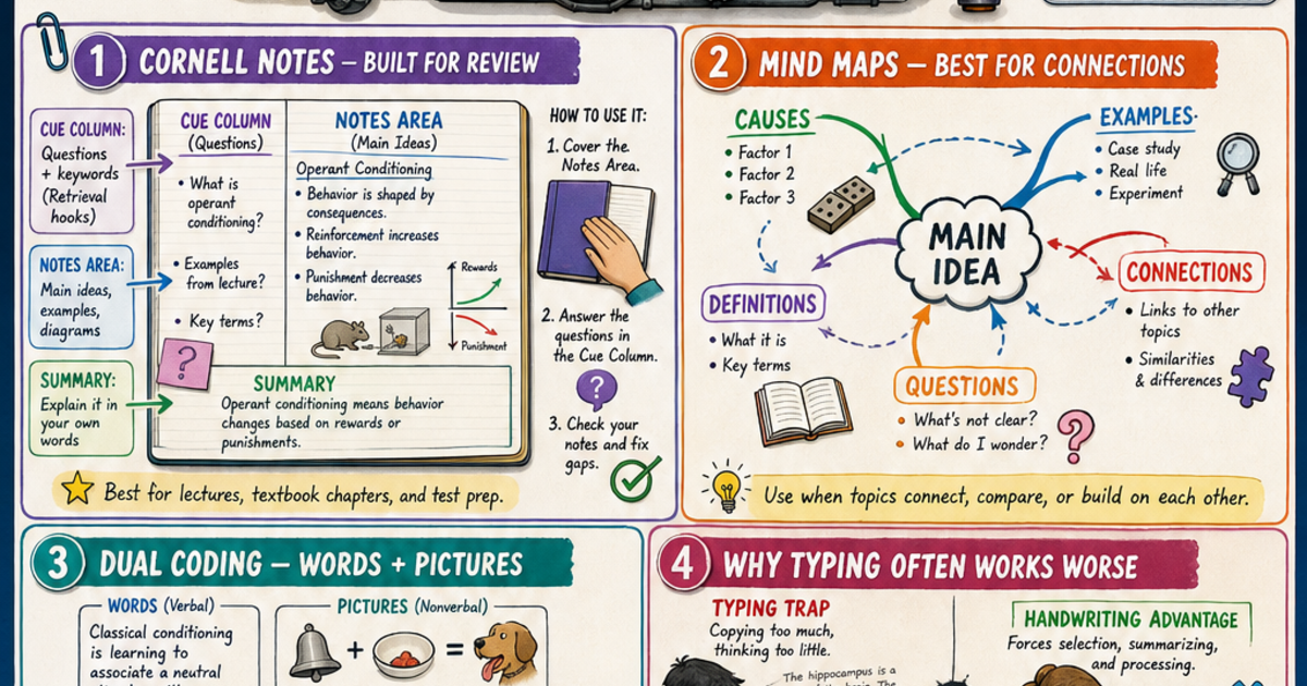 How to Take Notes That Actually Help Infographic | LivePhysics™