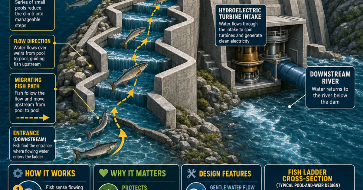 Renewable Energy Machines: Fish Ladders Infographic | LivePhysics™
