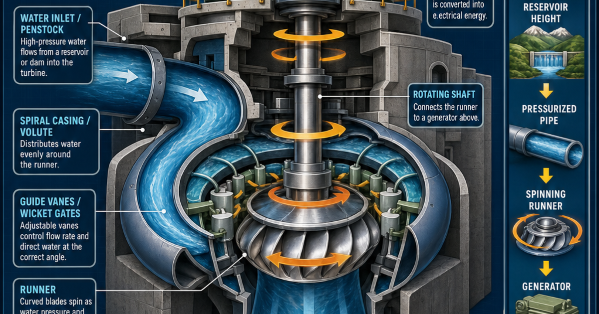 Renewable Energy Machines: The Francis Turbine Infographic | LivePhysics™