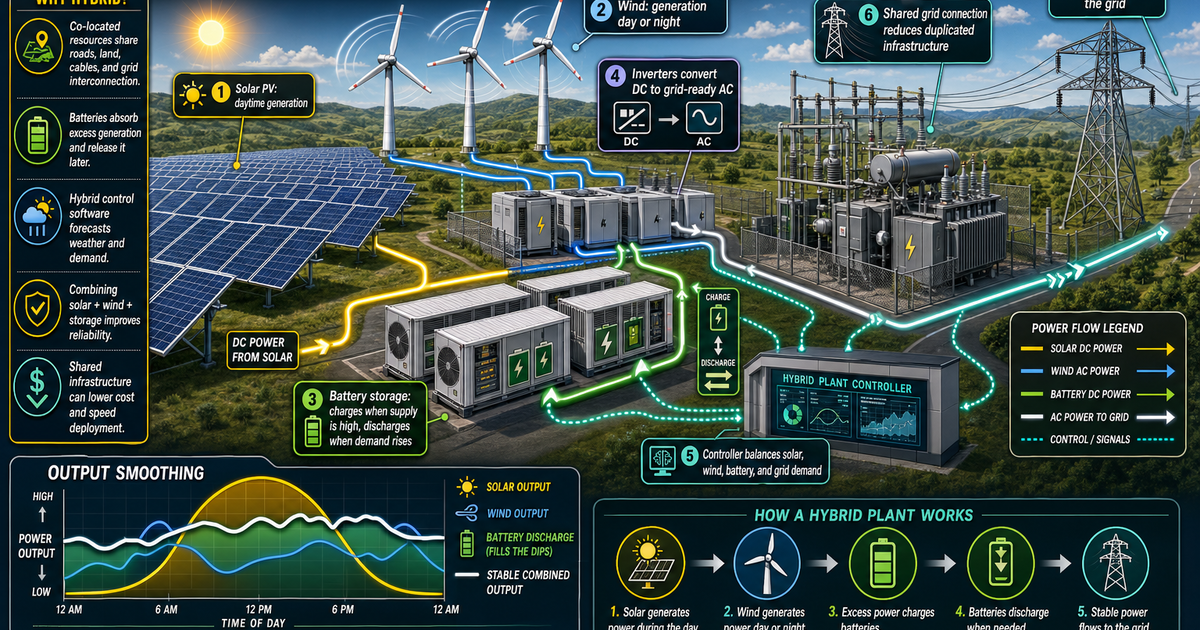 Renewable Energy Machines: Hybrid Power Plants Infographic | LivePhysics™