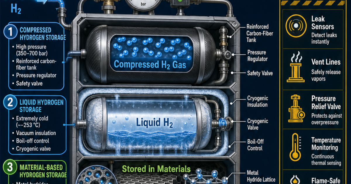 Hydrogen Storage For Rets Renewable Energy Machines: Hydrogen Storage Infographic | LivePhysics™
