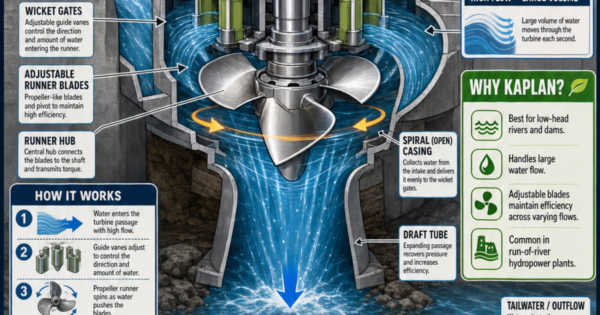 Renewable Energy Machines: The Kaplan Turbine Infographic | LivePhysics™