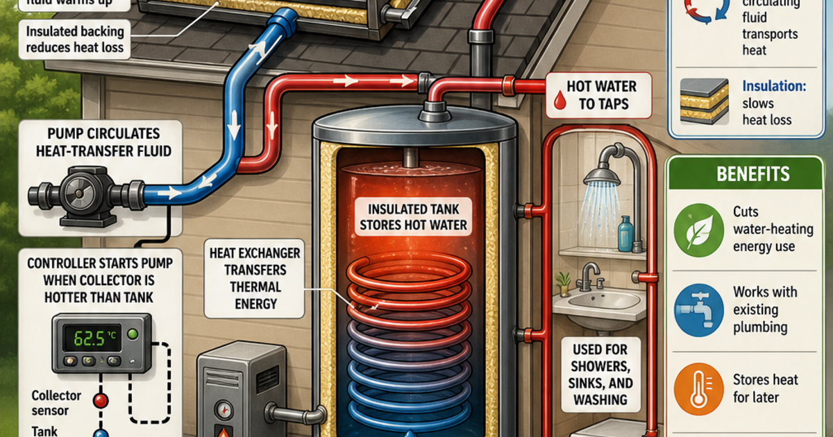 Renewable Energy Machines: Solar Water Heating Infographic | LivePhysics™