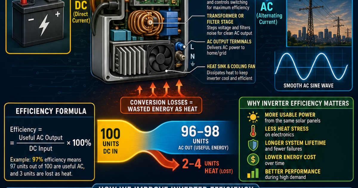 Renewable Energy Machines: Inverter Efficiency Infographic | LivePhysics™