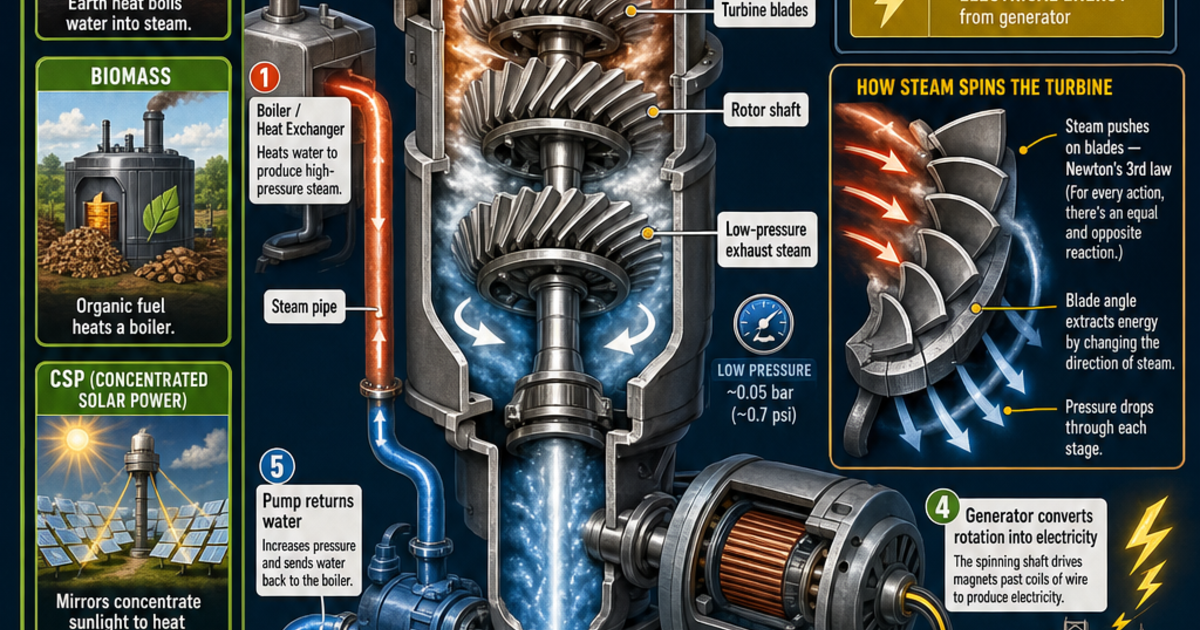 Renewable Energy Machines: The Steam Turbine Infographic | LivePhysics™