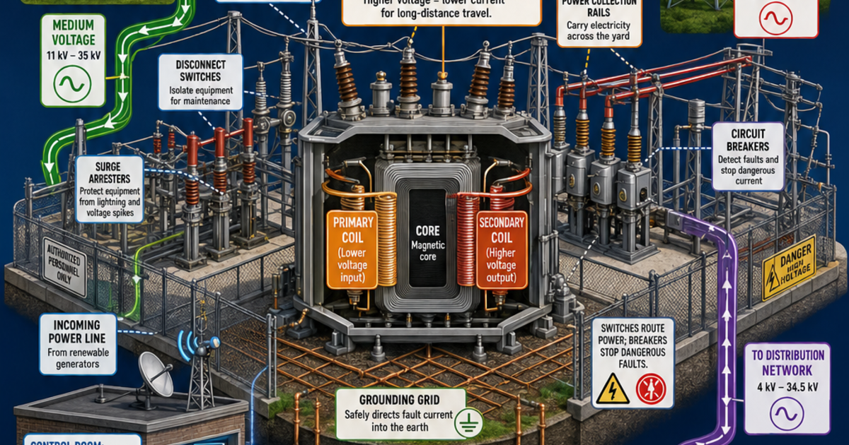 Renewable Energy Machines: The Substation Infographic | LivePhysics™