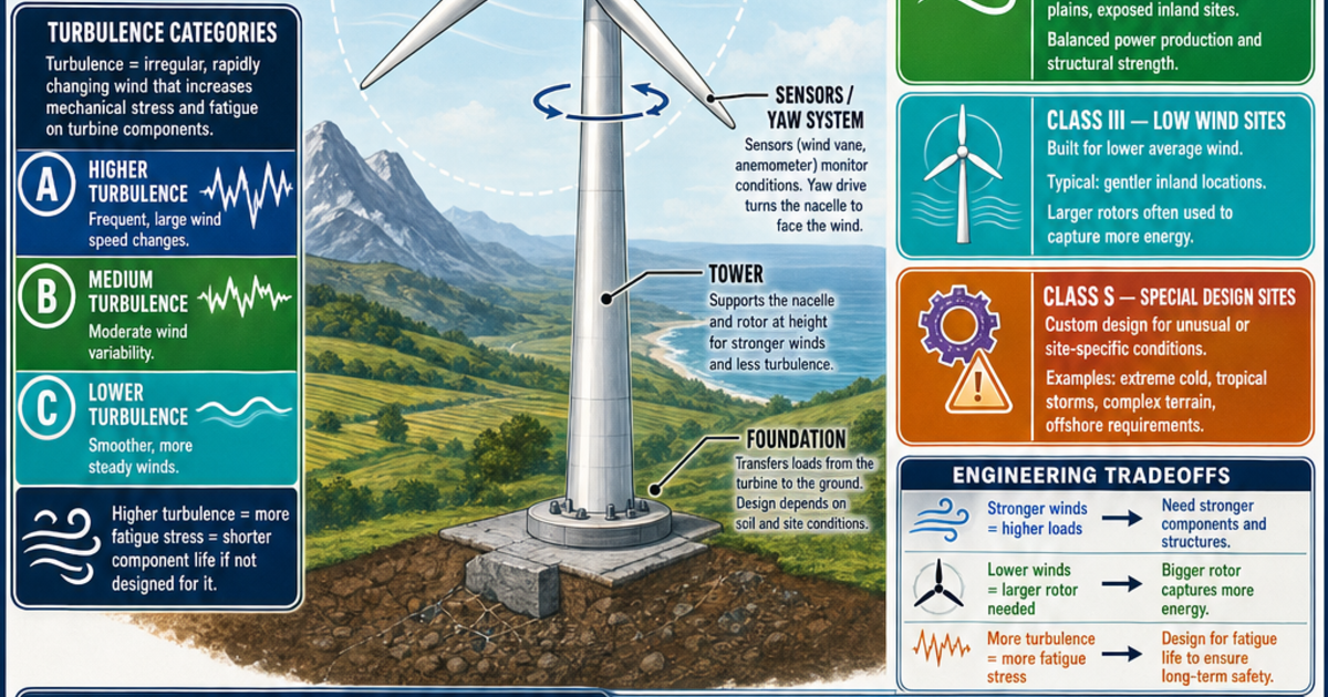 Renewable Energy Machines: Wind Turbine Classes Infographic | LivePhysics™