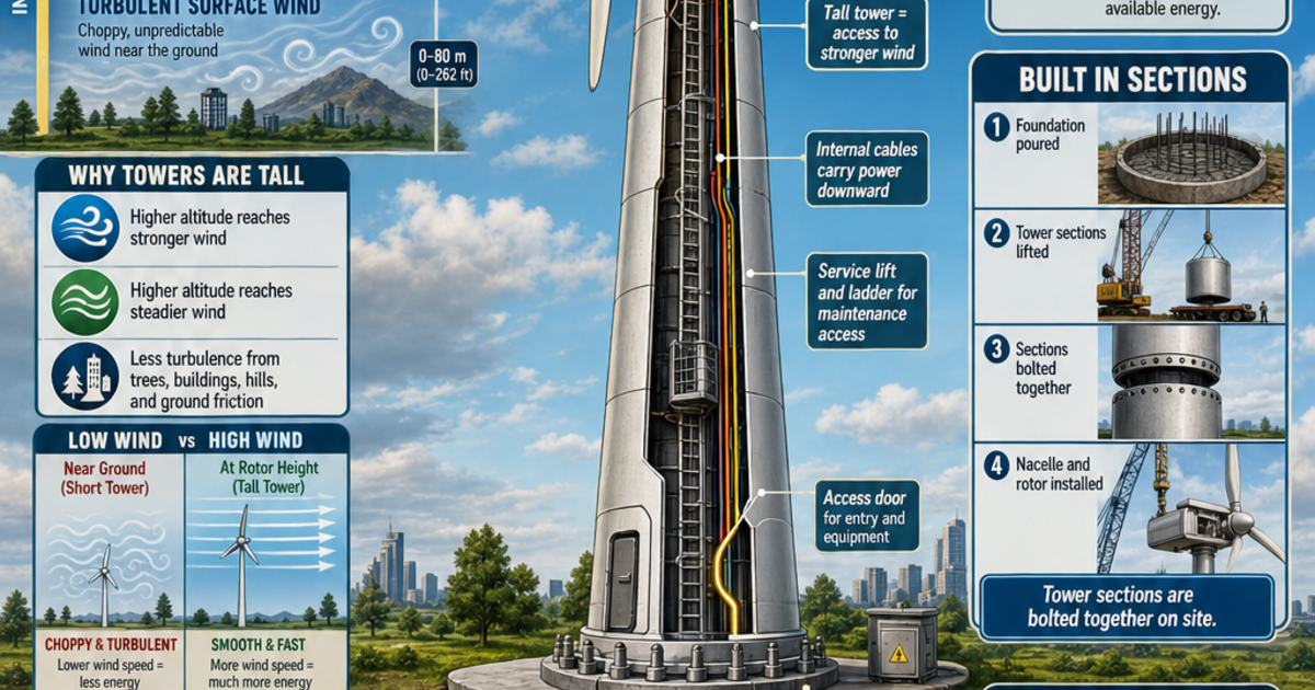 Renewable Energy Machines: The Turbine Tower Infographic | LivePhysics™