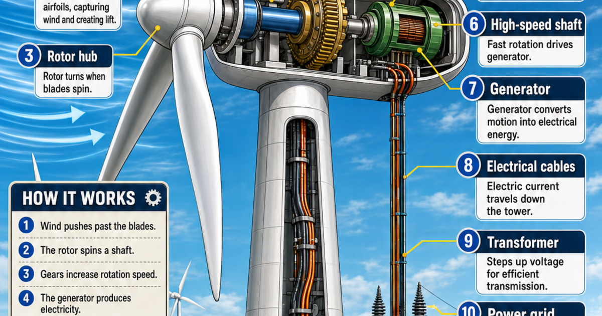 Renewable Energy Machines: Wind Turbines Infographic | LivePhysics™