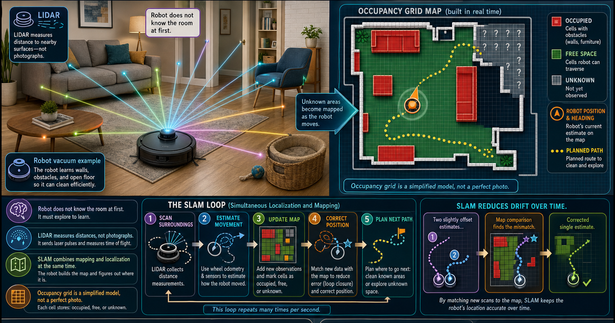 How Autonomous Robots Map a Room Infographic | LivePhysics™