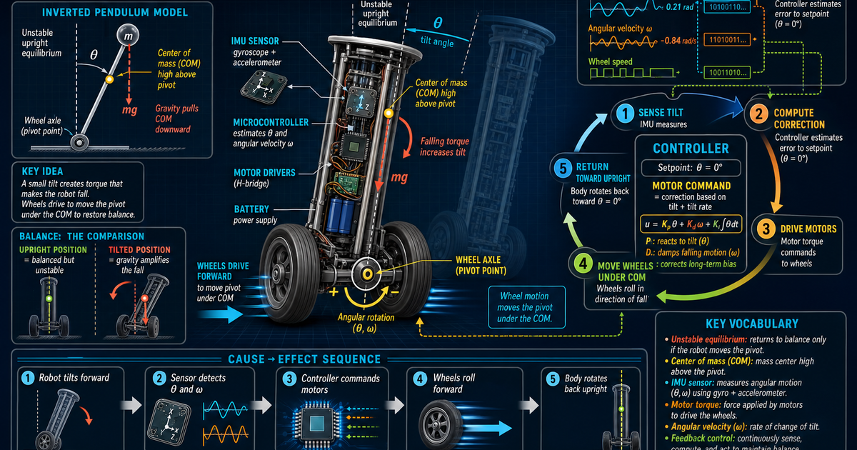 Robotics: Inverted Pendulum Balancing Infographic | LivePhysics™