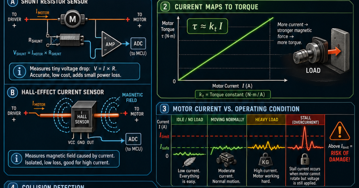 Current Probe Motor Robotics: Motor Current Sensor Infographic | LivePhysics™
