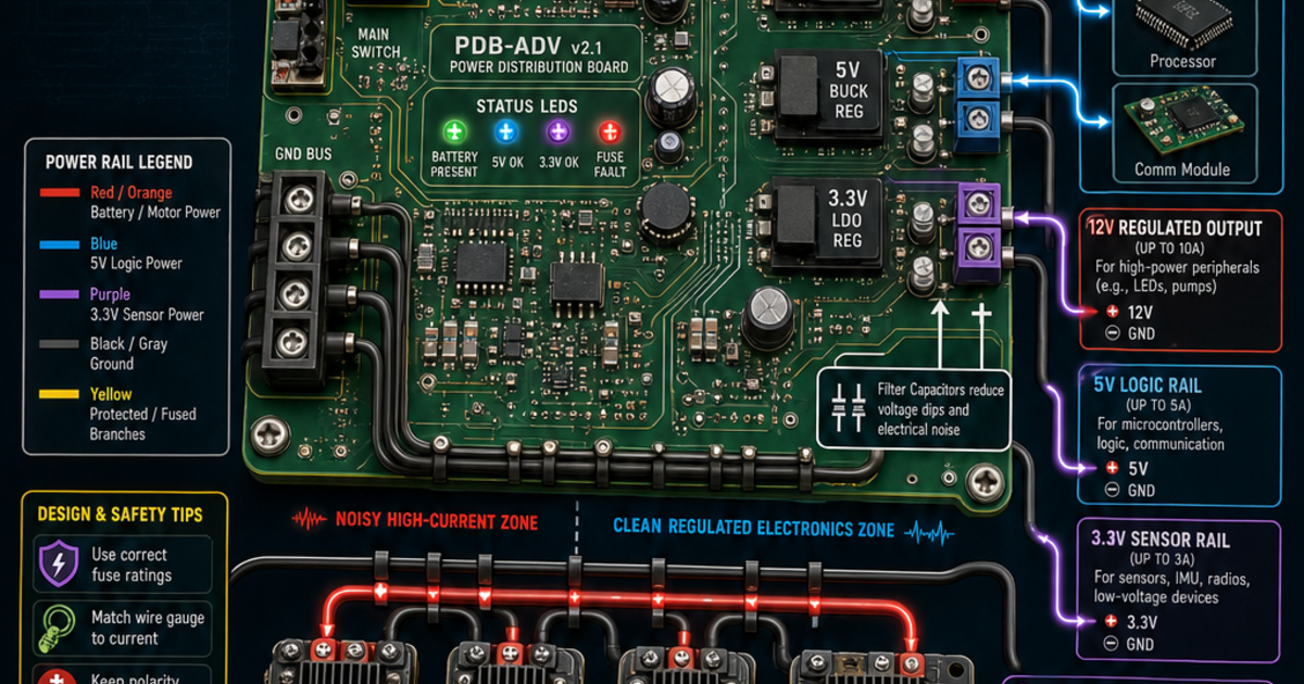 Power Distribution Board Arduino Robotics: Power Distribution Board Infographic | LivePhysics™